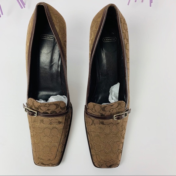 Coach Shoes - Coach / Brown Signature Square Toe Heel